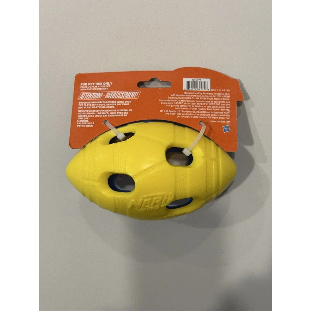 Nerf Dog Treat Football NF-4275 Dog Toy Treat Dispenser Includes Treats
